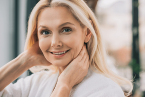 Woman with dental implants