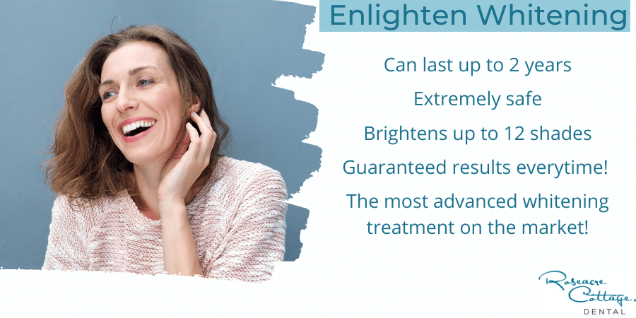 Enlighten teeth whitening banner offered at Roseacre Dental Practice in Maidstone, Kent