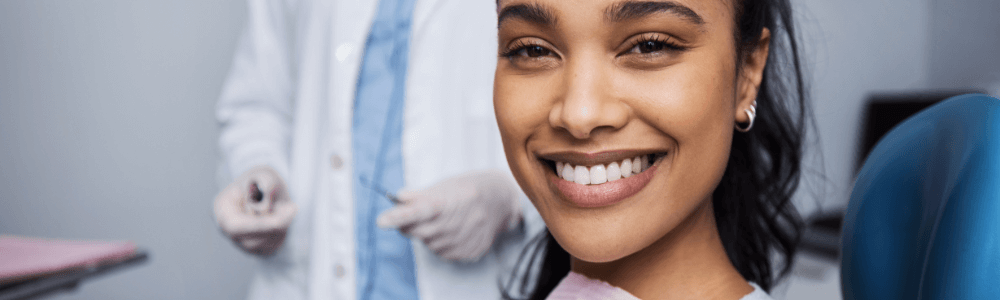 woman during teeth whitening treatment in Maidstone, kent smiling