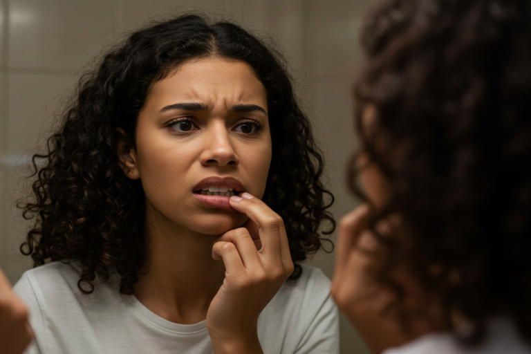 Woman concerned about the effect of her occlusion before visiting Roseacre Dental